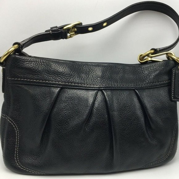Coach 12917 Hamptons Black Pebbled Leather Hobo Shoulder Bag Purse MSRP $348 - Picture 2 of 8